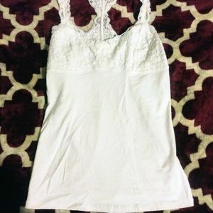 Cotton and lace white tank top